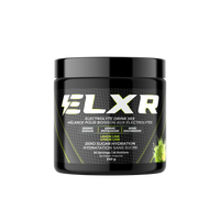 ELXR electrolyte drink mix container on a transparent background