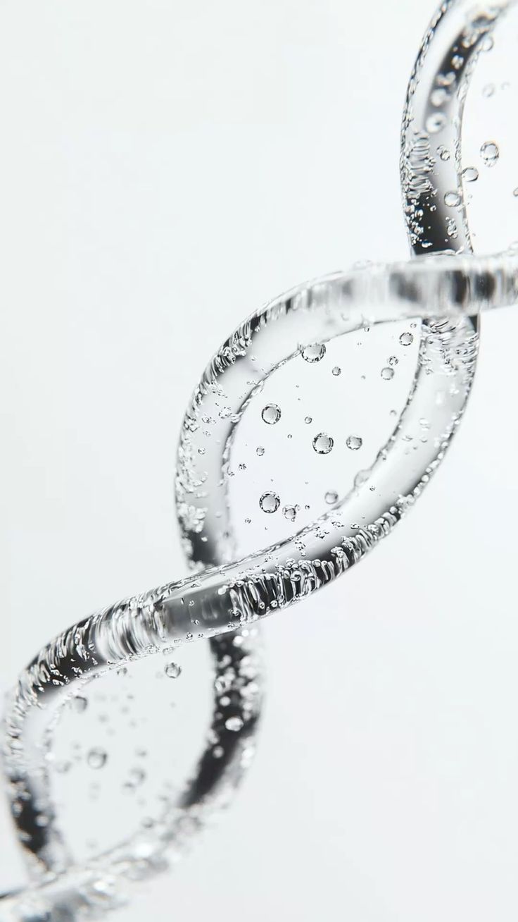 Close-up of a silver chain with bubbles on a white background